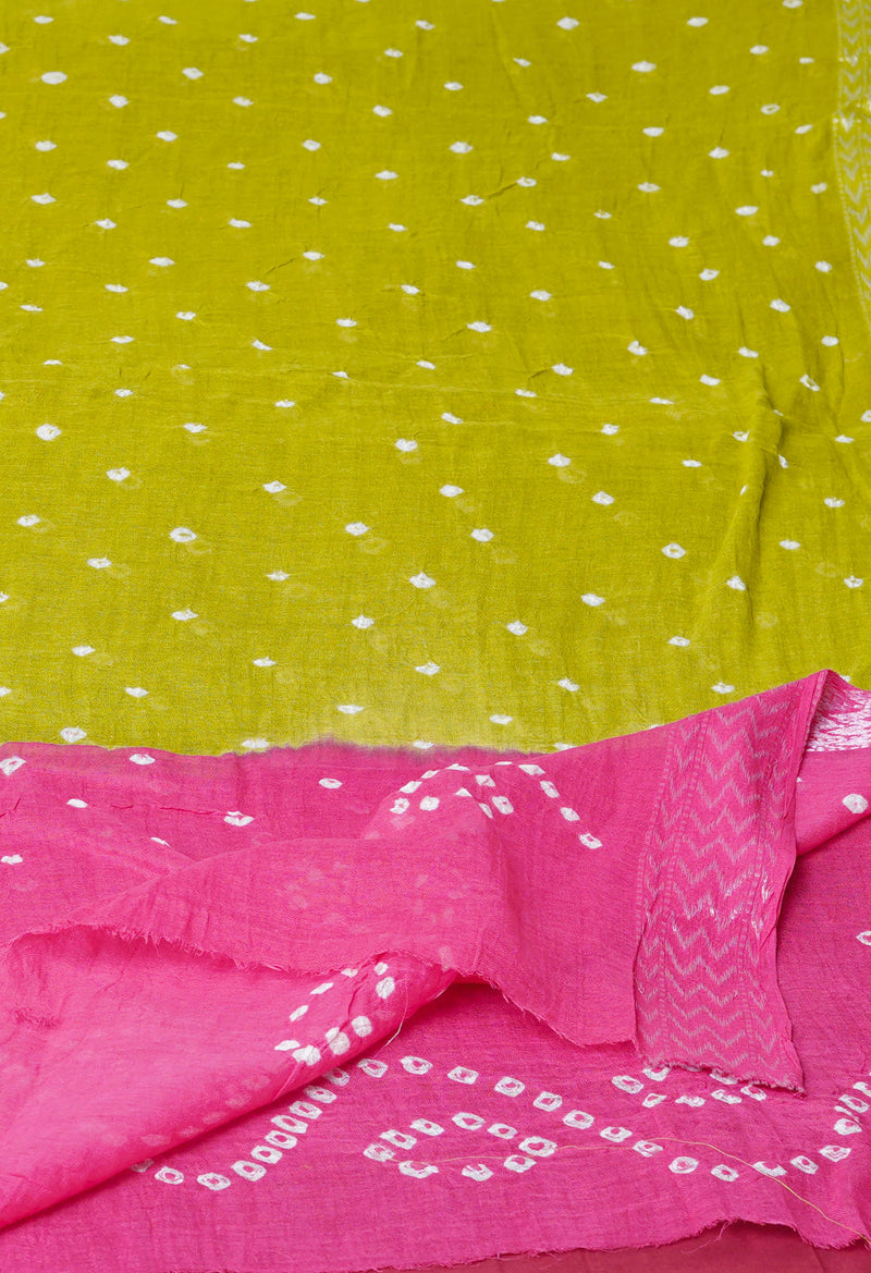 Pale Green Pure Bandhani Printed Cotton Dupatta–UDS4714