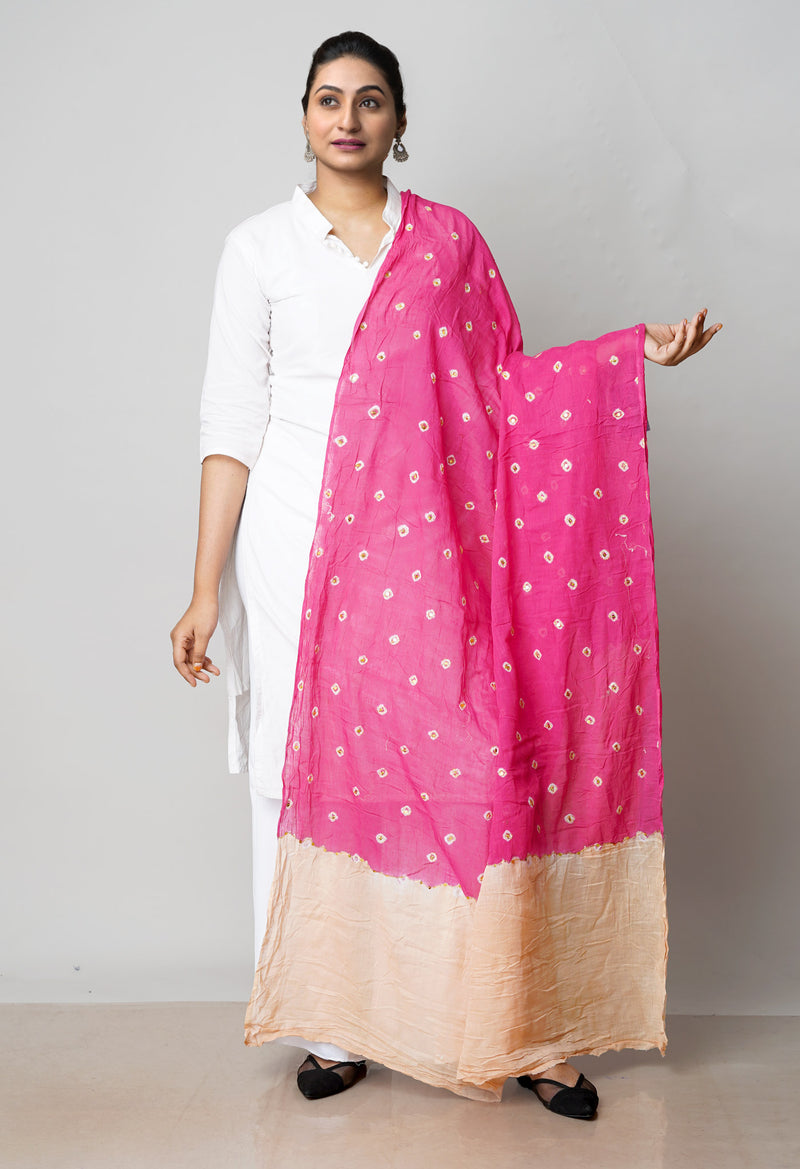 Pink Pure Bandhani  Printed Fancy Cotton Dupatta–UDS4715