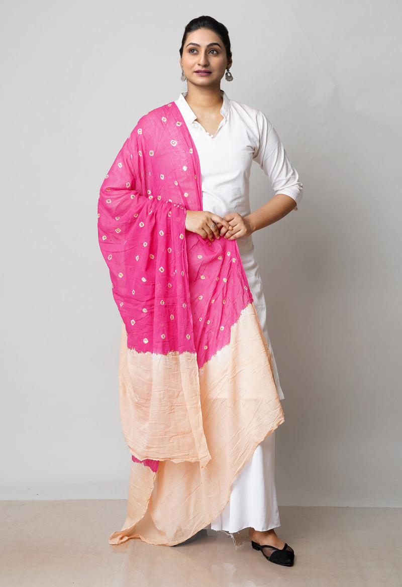 Pink Pure Bandhani  Printed Fancy Cotton Dupatta–UDS4715