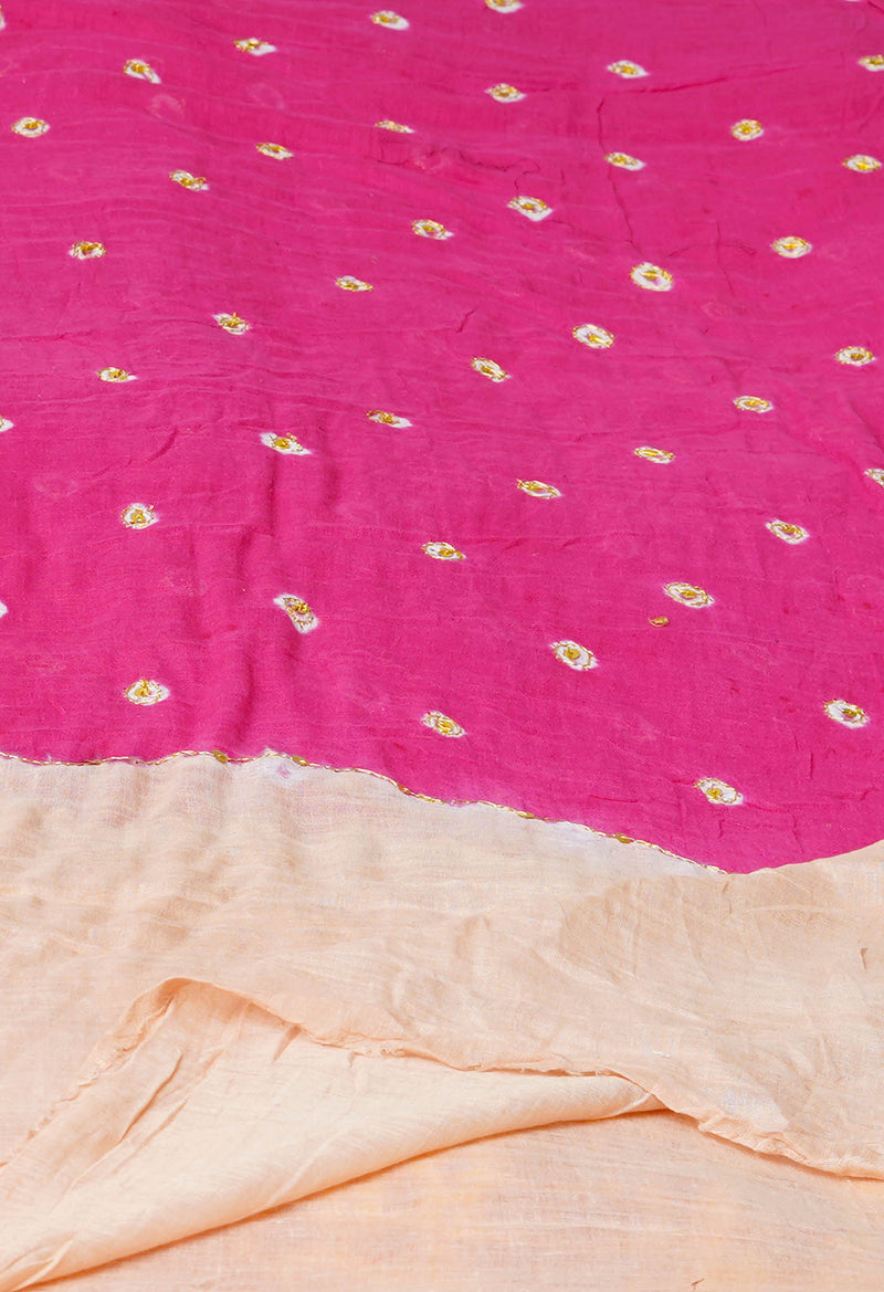 Pink Pure Bandhani  Printed Fancy Cotton Dupatta–UDS4715