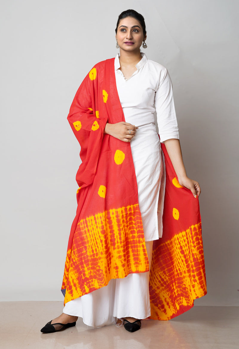 Red Pure Bandhani Printed Cotton Dupatta–UDS4716