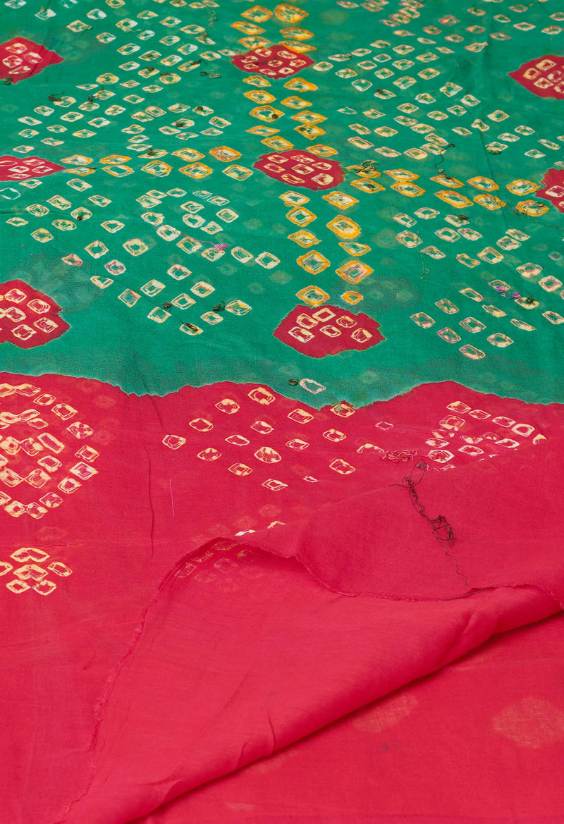 Green Pure Bandhani Printed Cotton Dupatta–UDS4718