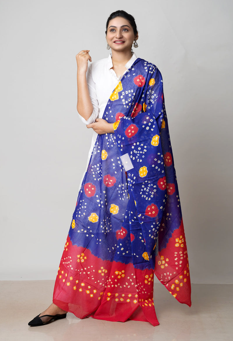 Blue Pure Bandhani Printed Cotton Dupatta–UDS4720
