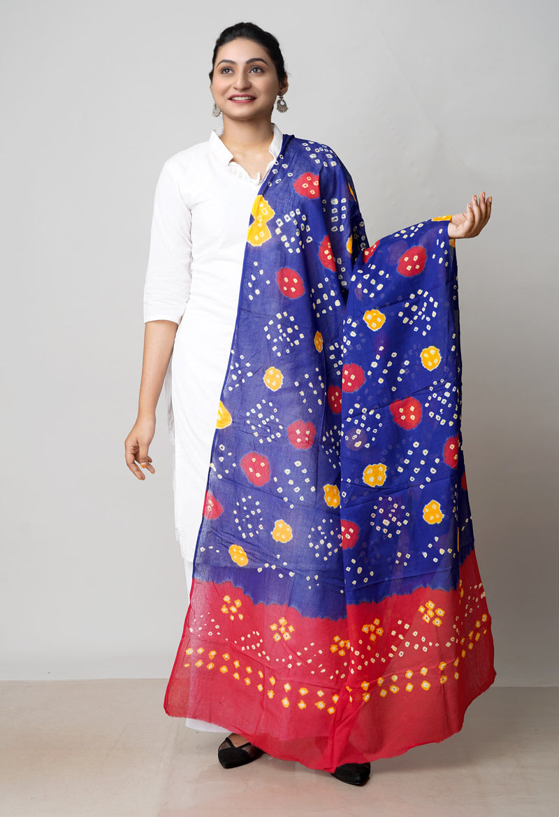 Blue Pure Bandhani Printed Cotton Dupatta–UDS4720