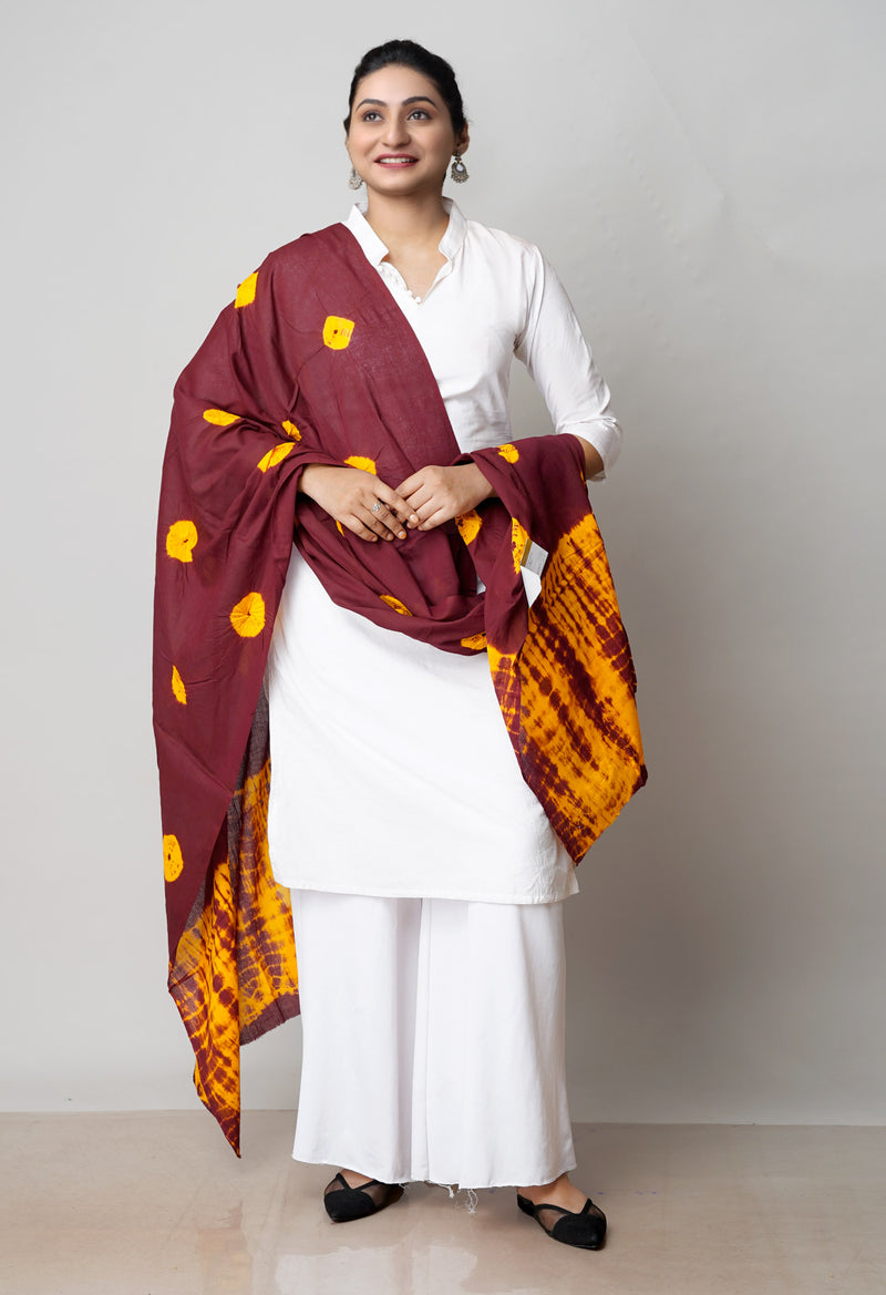 Maroon Pure Bandhani Printed Cotton Dupatta–UDS4722