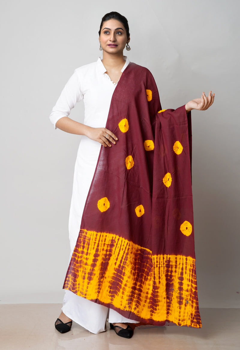 Maroon Pure Bandhani Printed Cotton Dupatta–UDS4722