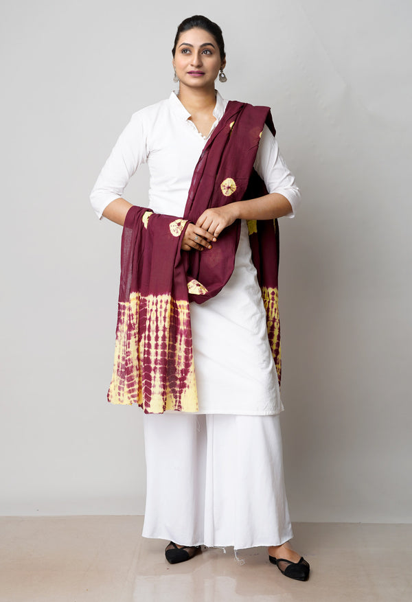 Maroon Pure Bandhani Printed Cotton Dupatta–UDS4723