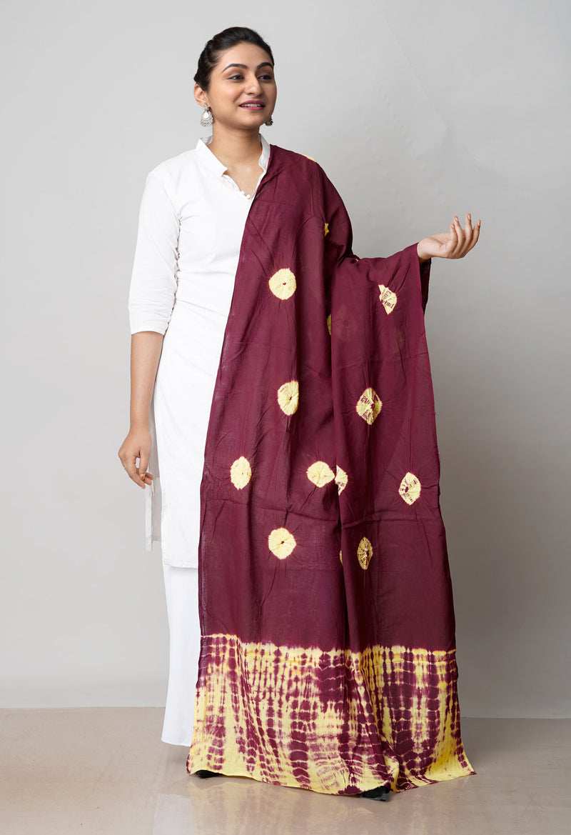 Maroon Pure Bandhani Printed Cotton Dupatta–UDS4723