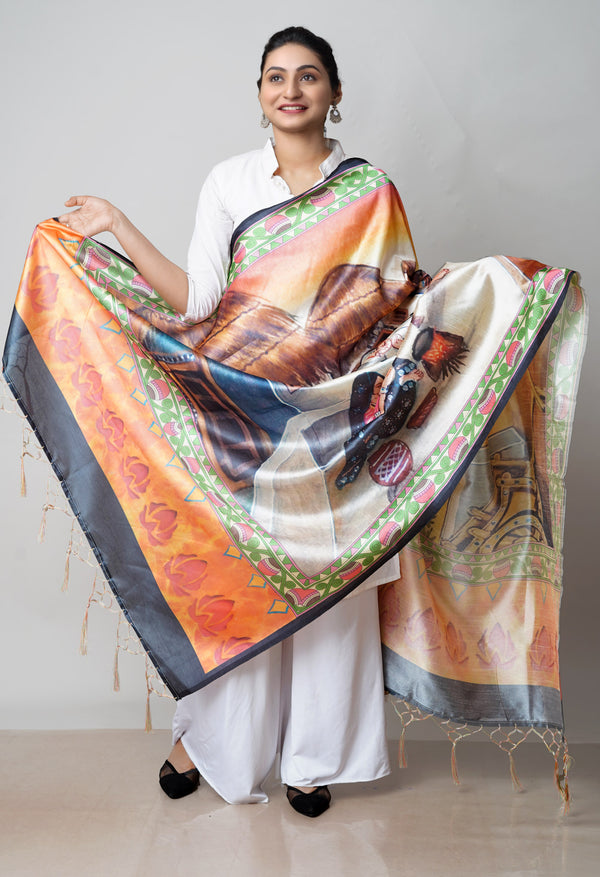 Multi Pure Digital Printed Art Silk Dupatta–UDS4725