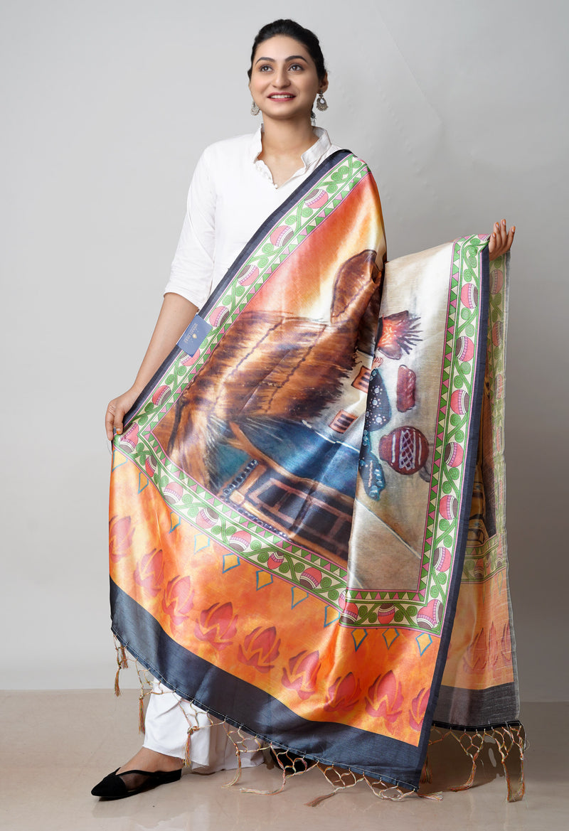 Multi Pure Digital Printed Art Silk Dupatta–UDS4725