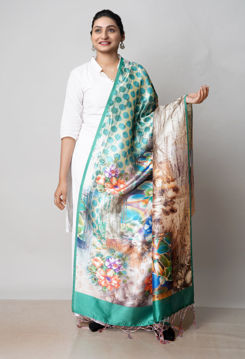 Multi Pure Digital Printed Art Silk Dupatta–UDS4727
