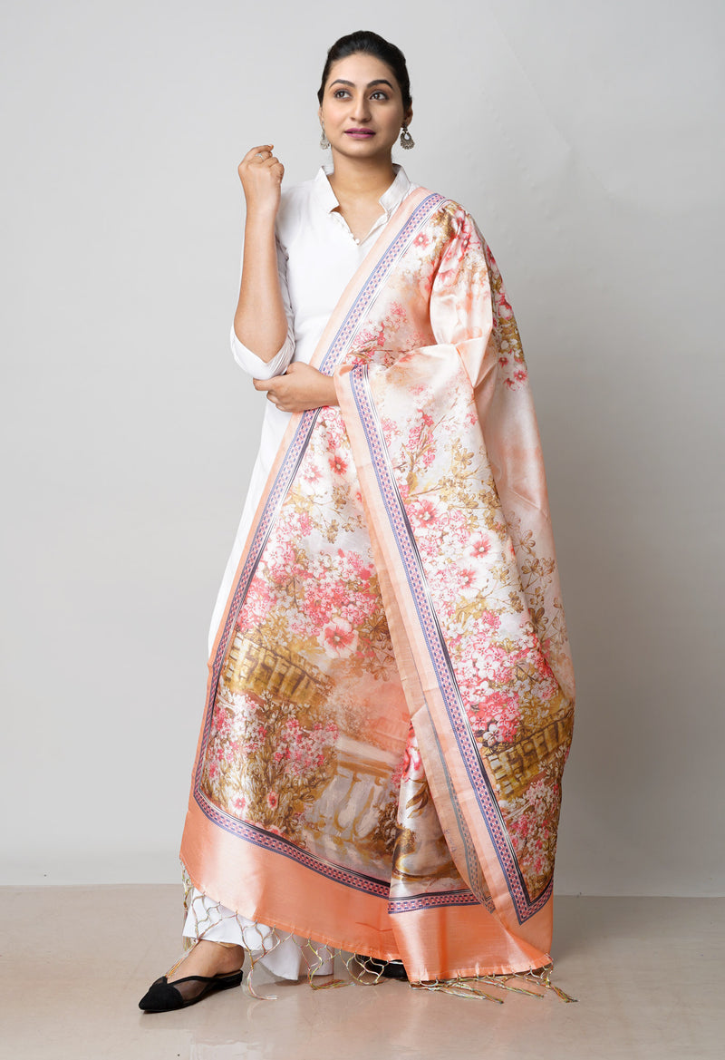 Orange Pure Digital Printed Art Silk Dupatta–UDS4729