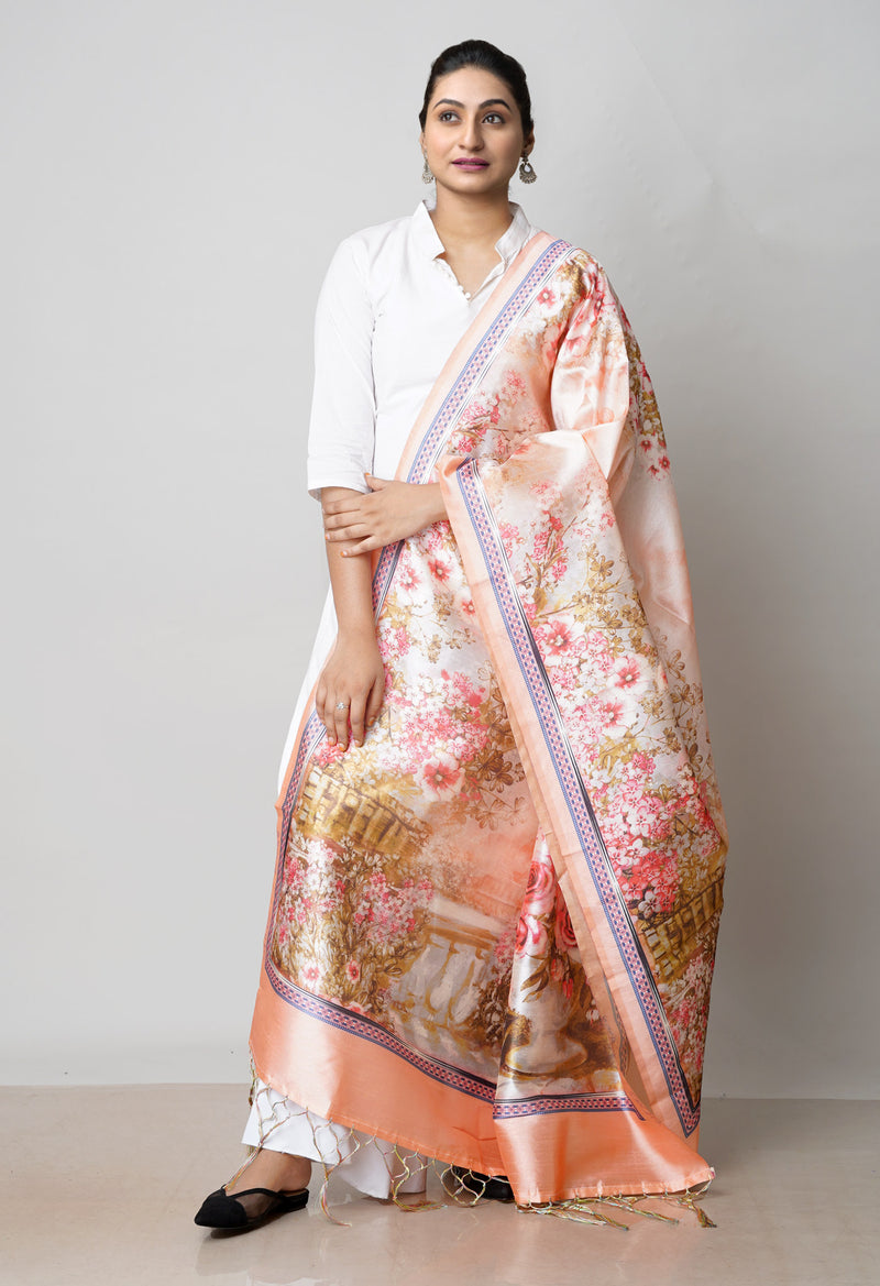 Orange Pure Digital Printed Art Silk Dupatta–UDS4729