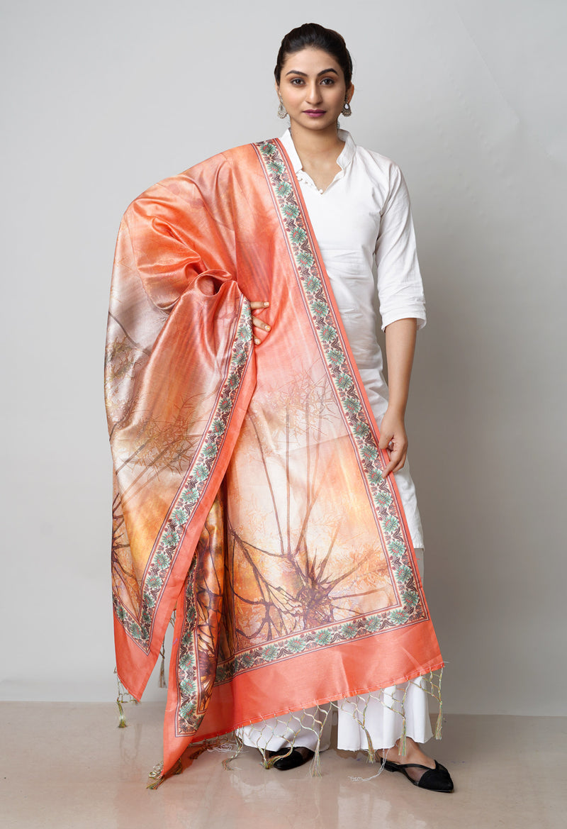 Orange Pure Digital Printed Art Silk Dupatta–UDS4730