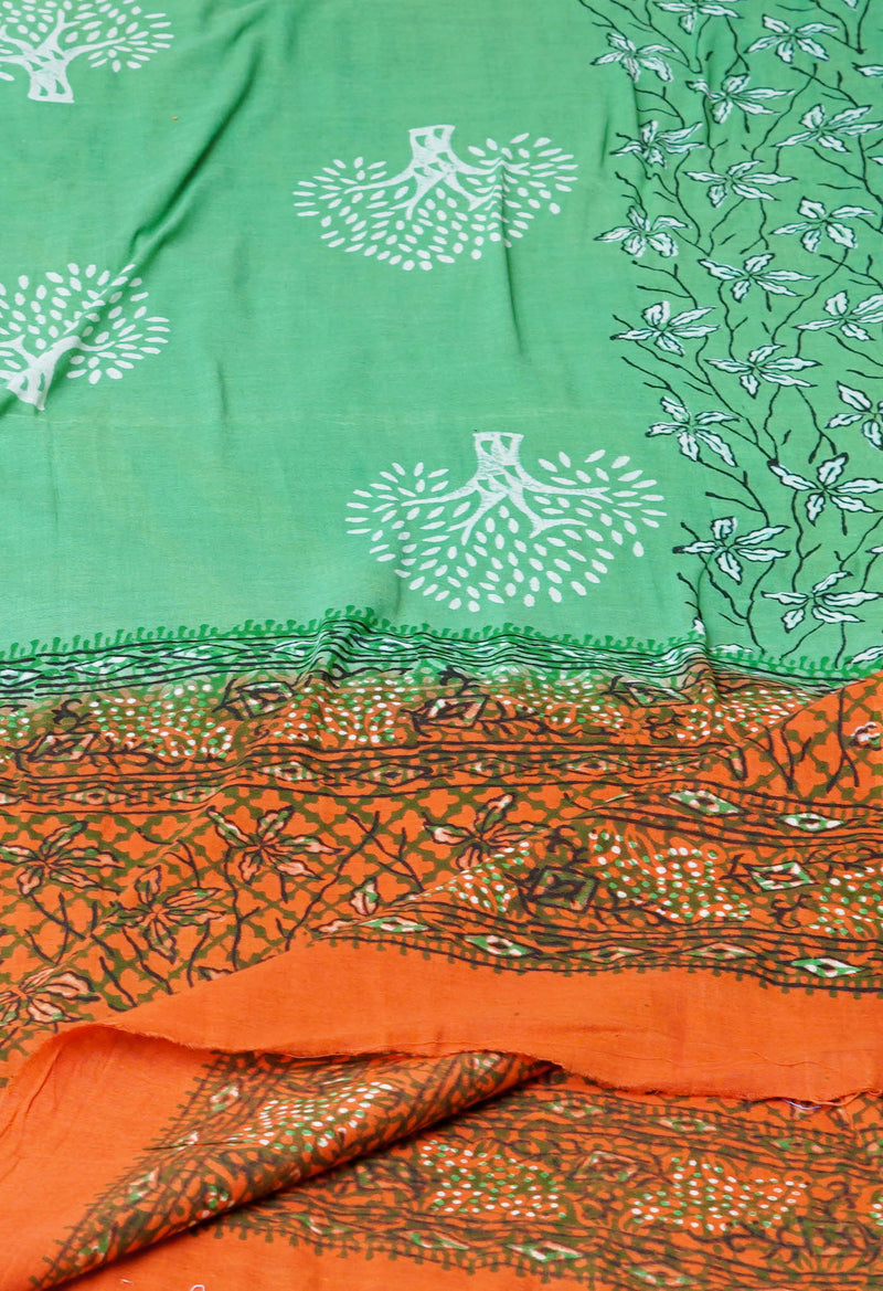 Green Pure Bagru Printed Cotton Dupatta–UDS4733