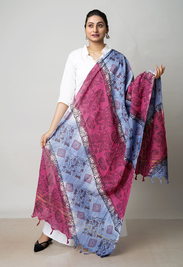 Multi Pure Bagru Printed Cotton Dupatta–UDS4735