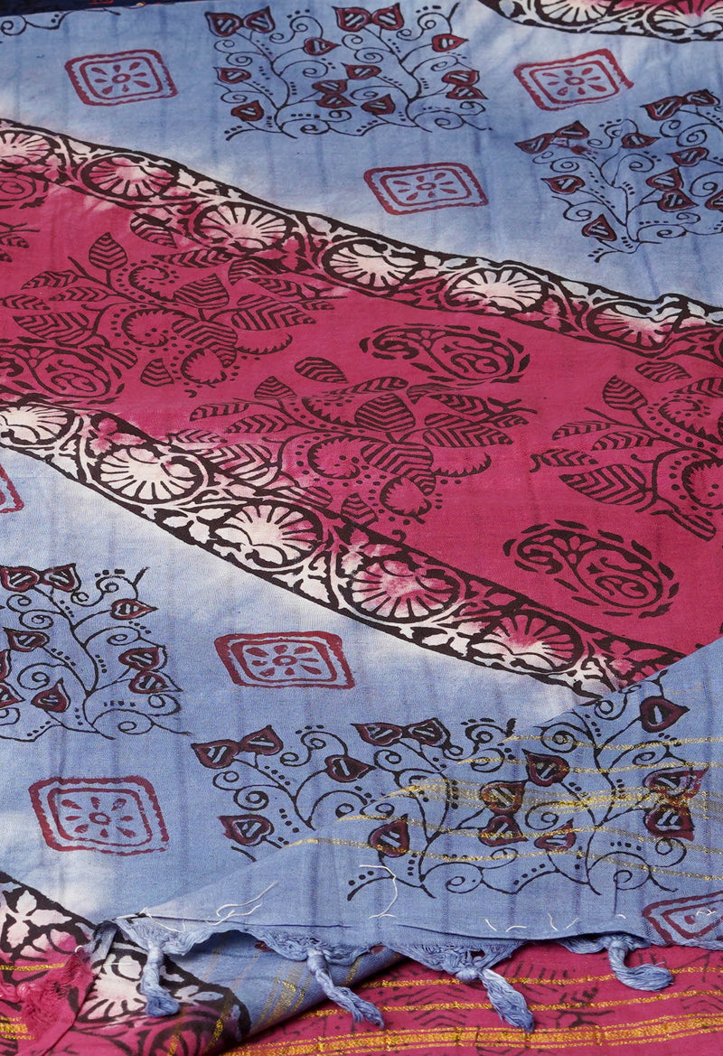 Multi Pure Bagru Printed Cotton Dupatta–UDS4735