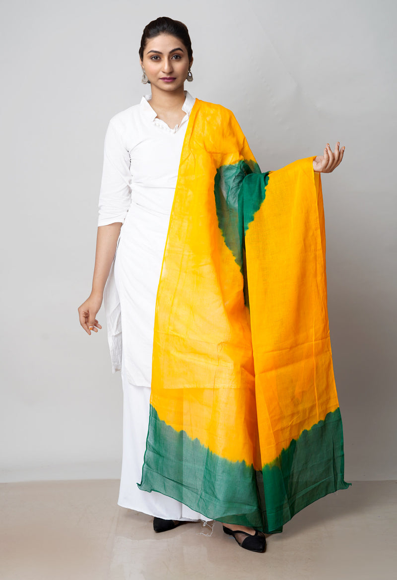 Green-Yellow Pure Bagru Printed Cotton Dupatta–UDS4741