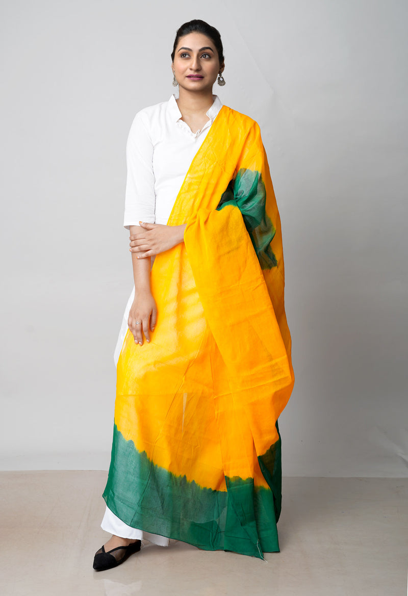 Green-Yellow Pure Bagru Printed Cotton Dupatta–UDS4741