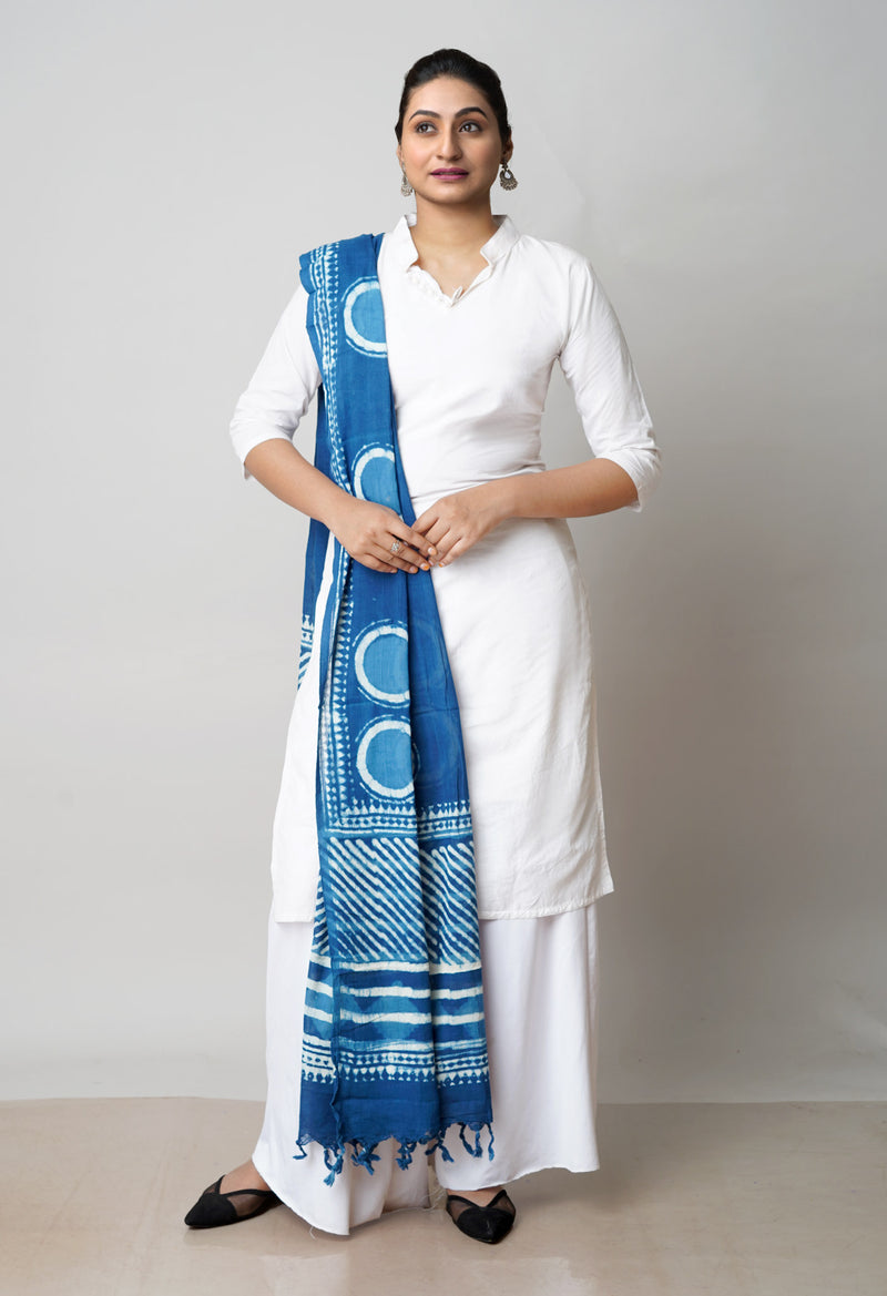 Blue Pure Bagru Printed Cotton Dupatta–UDS4750