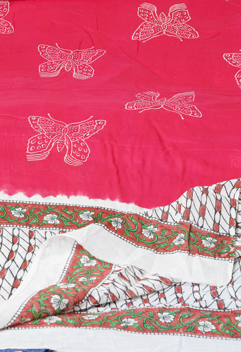 Red Pure Bagru Printed Cotton Dupatta–UDS4753