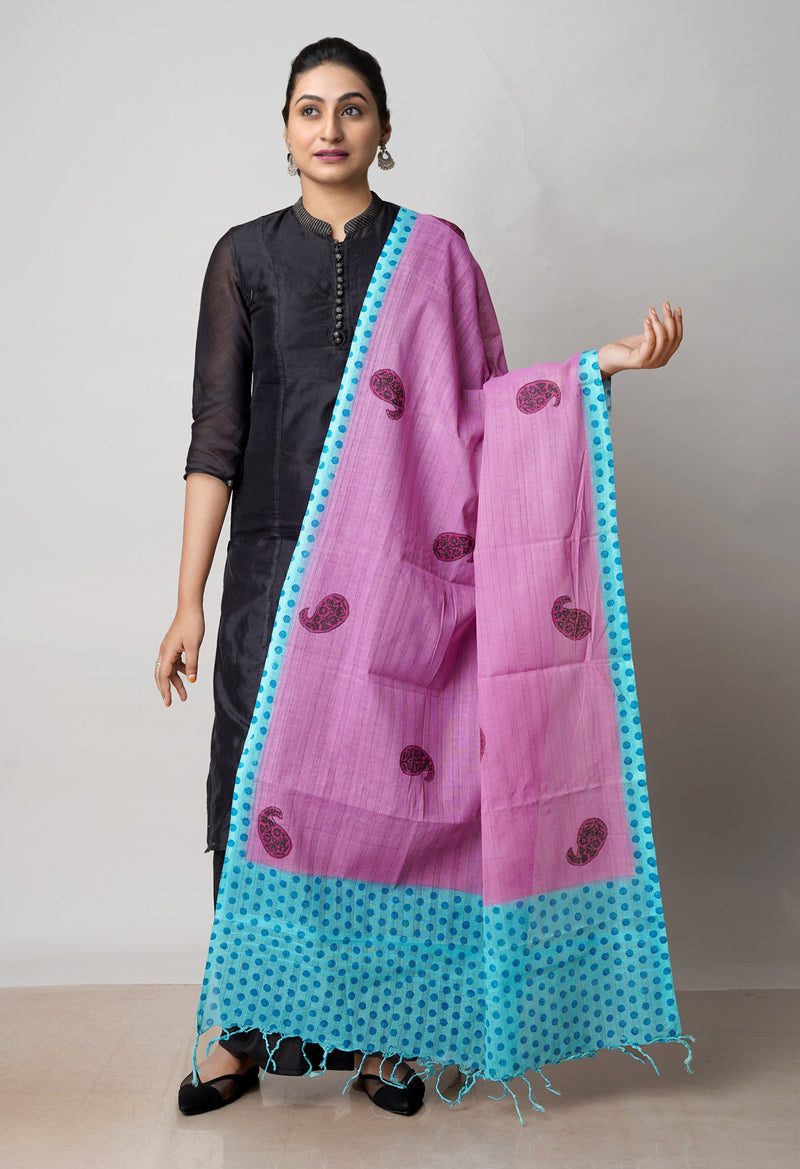 Purple Pure South Hand Block printed Cotton Dupatta–UDS4805