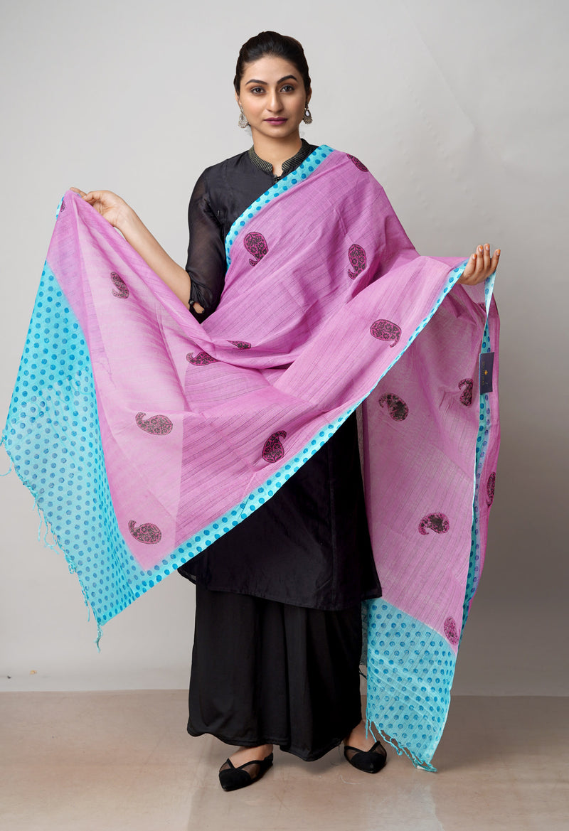 Purple Pure South Hand Block printed Cotton Dupatta–UDS4805