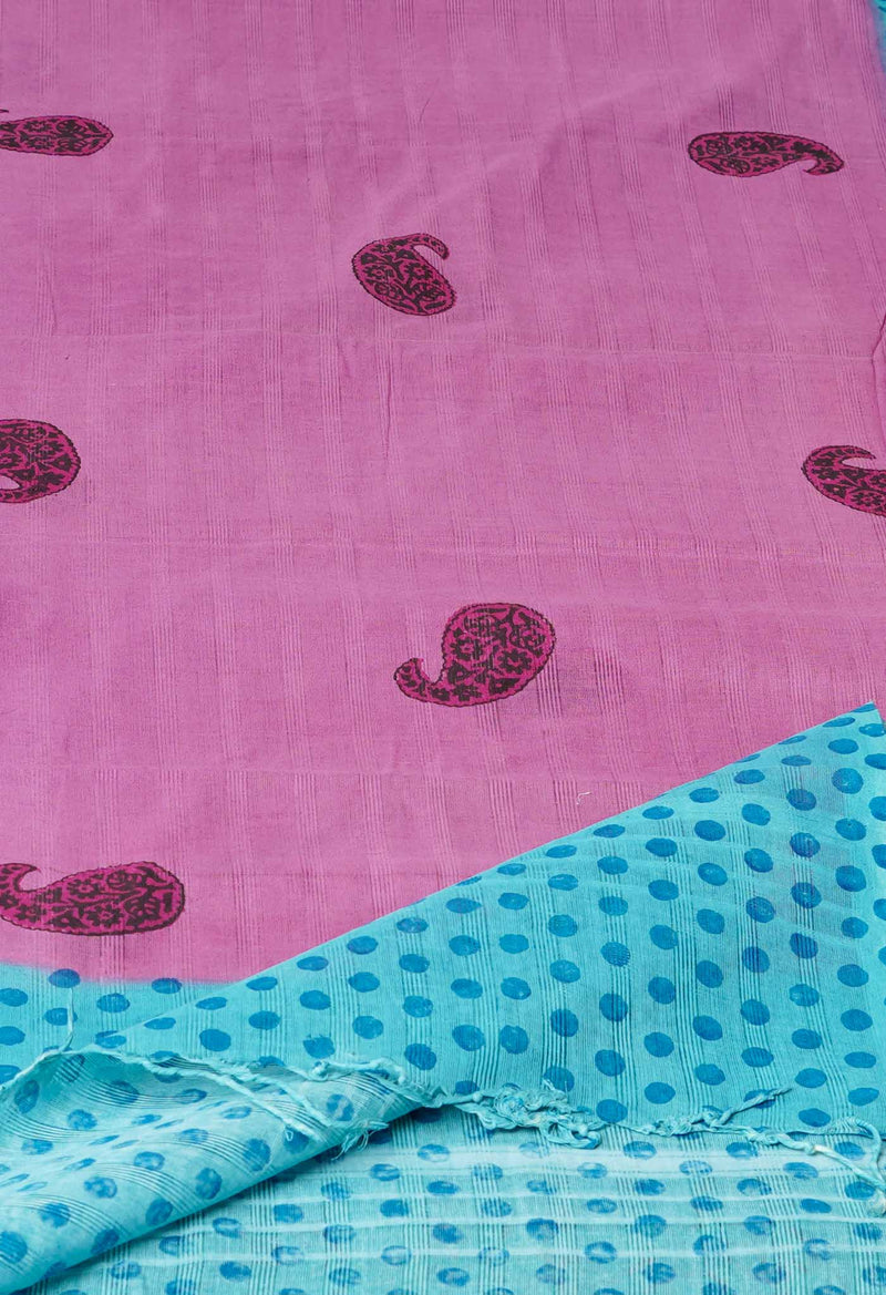 Purple Pure South Hand Block printed Cotton Dupatta–UDS4805