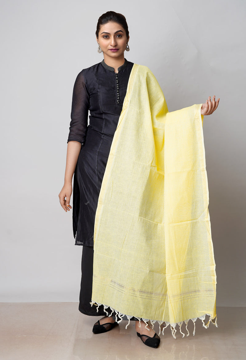 Yellow Pure South Hand Block printed Cotton Dupatta–UDS4825