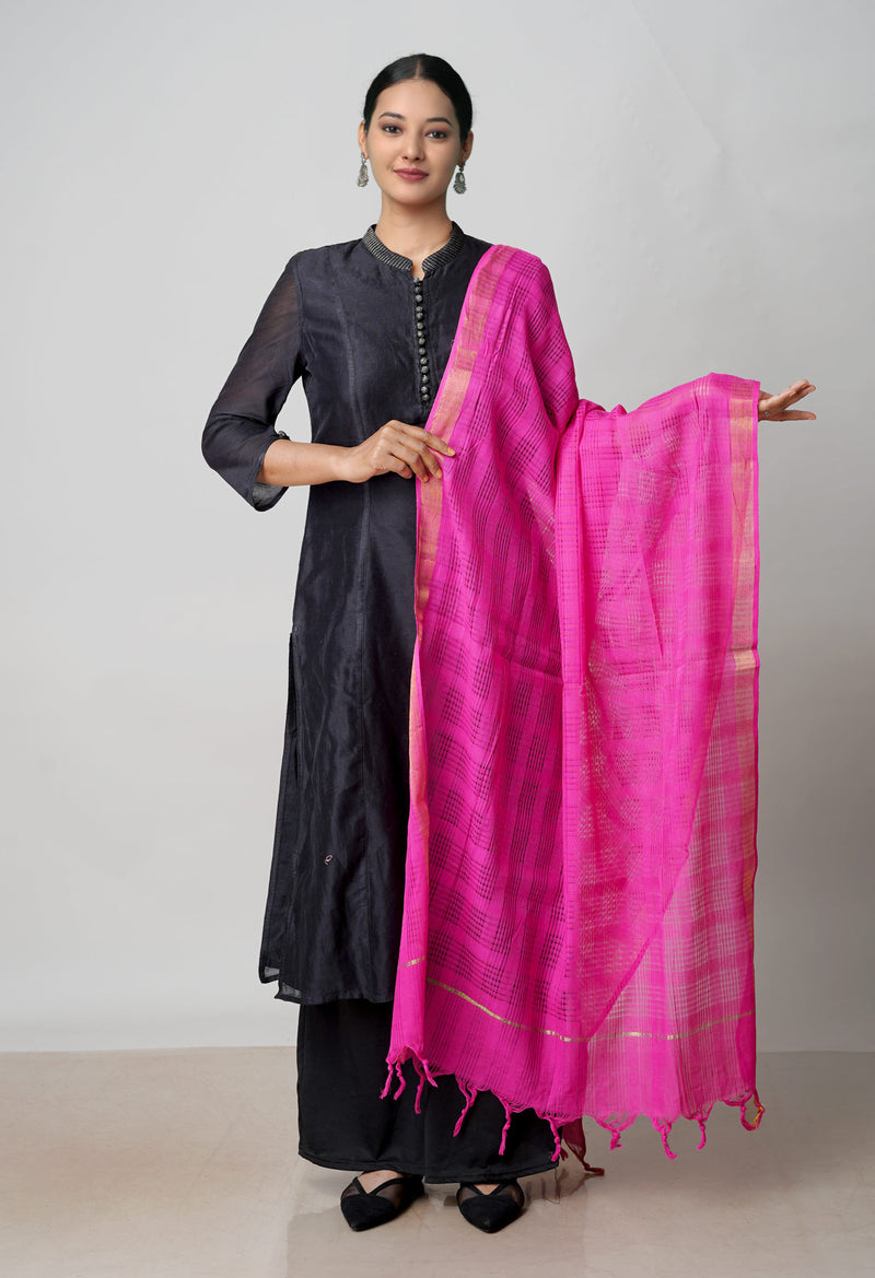 Pink Pure Plain Mangalgiri Cotton Dupatta–UDS4853