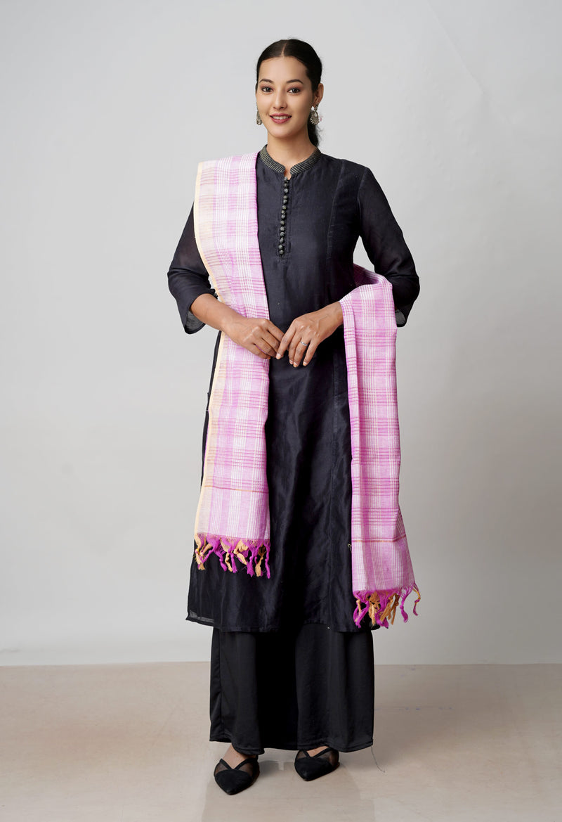 Purple Pure Plain Mangalgiri Cotton Dupatta–UDS4855