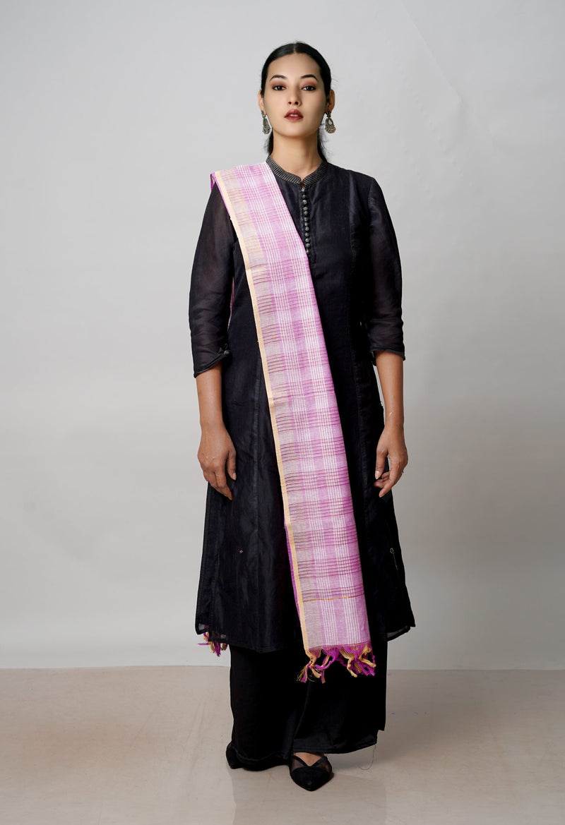 Purple Pure Plain Mangalgiri Cotton Dupatta–UDS4855