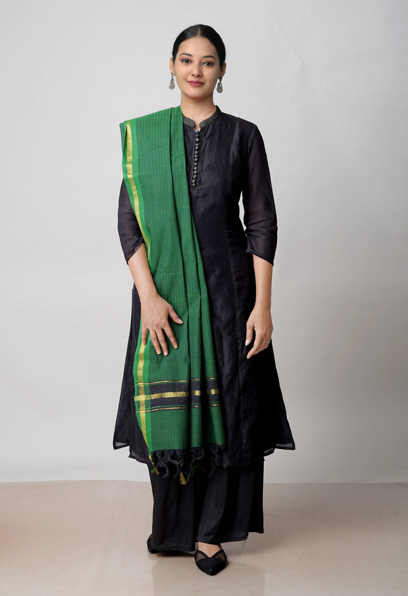 Green Pure Plain Mangalgiri Cotton Dupatta–UDS4856