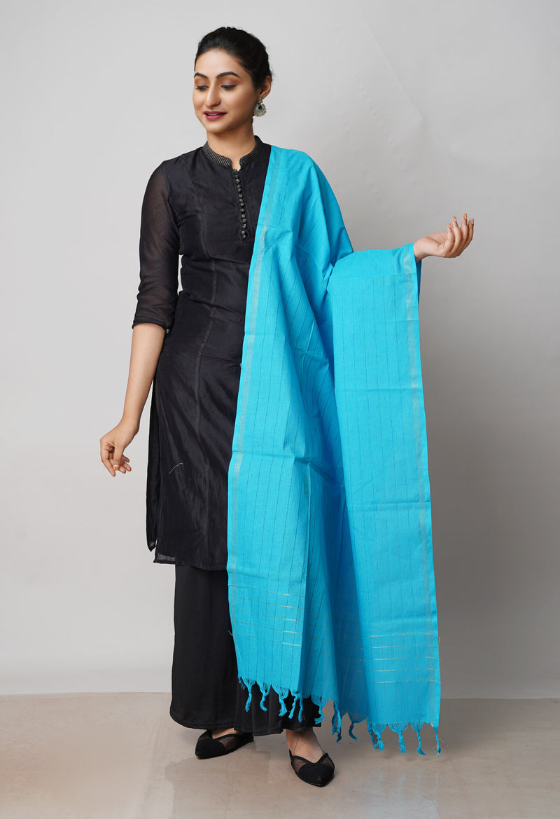Sky Blue Pure Plain Mangalgiri Cotton Dupatta–UDS4863