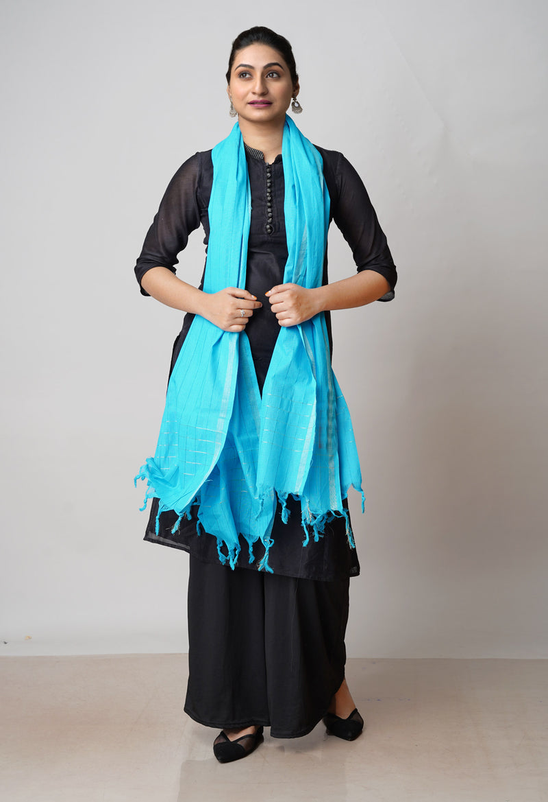 Sky Blue Pure Plain Mangalgiri Cotton Dupatta–UDS4863