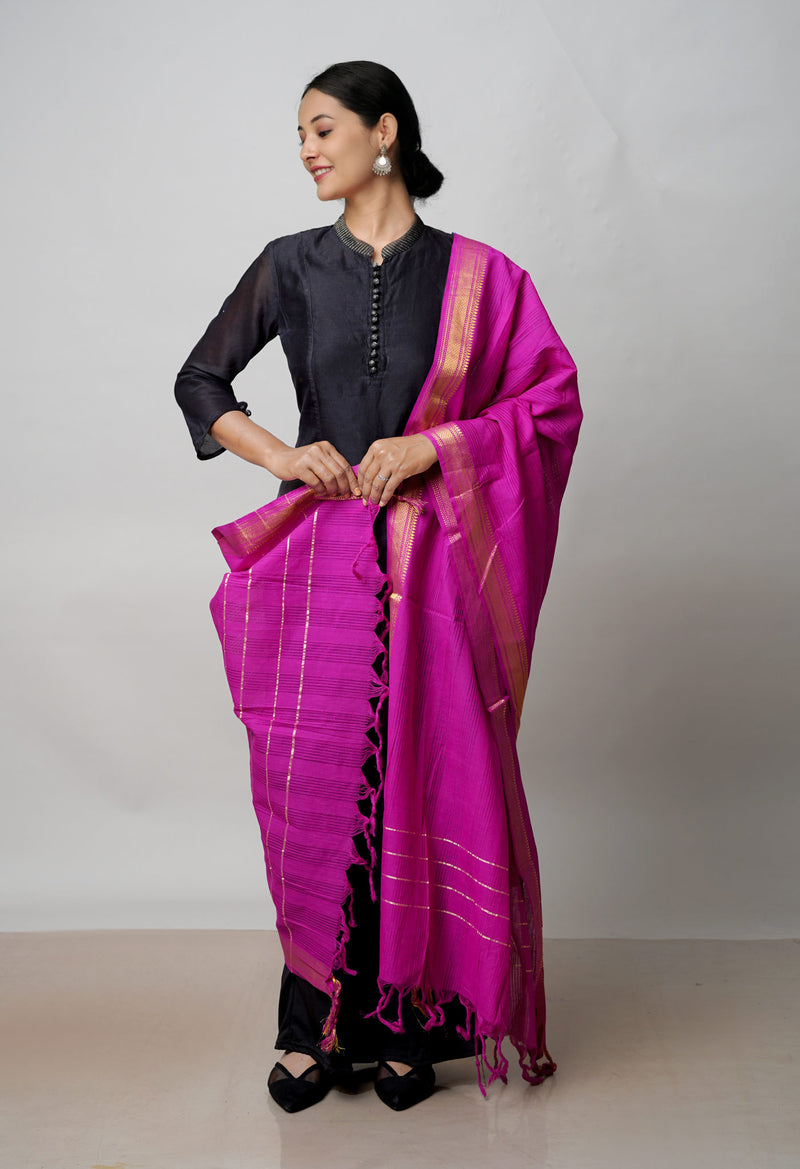 Purple Pure Plain Mangalgiri Cotton Dupatta–UDS4870