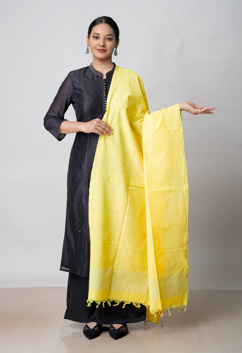 Yellow Pure Plain Mangalgiri Cotton Dupatta–UDS4871