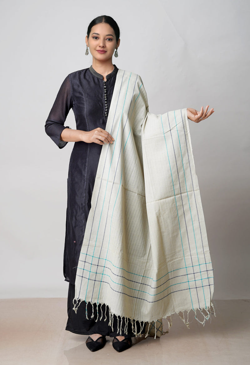 Grey Pure Plain Mangalgiri Cotton Dupatta–UDS4872