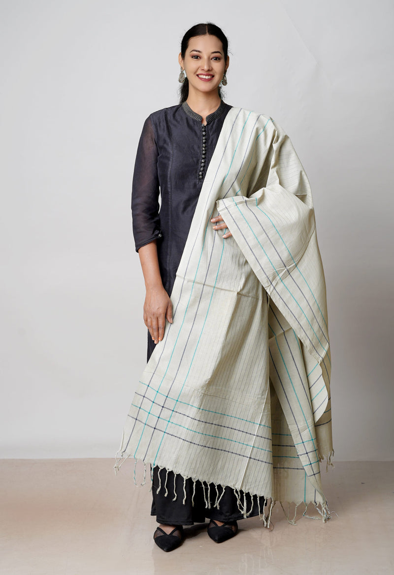 Grey Pure Plain Mangalgiri Cotton Dupatta–UDS4872