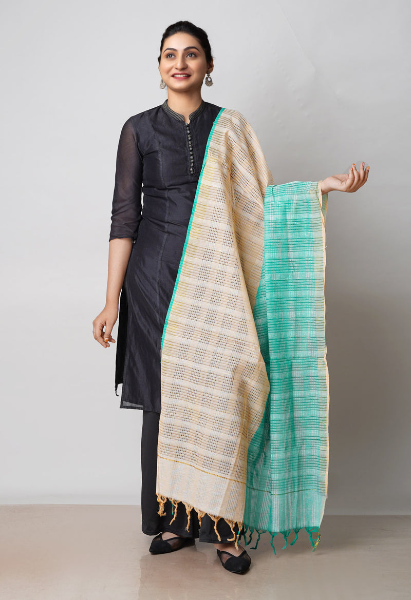 Green Pure Plain Mangalgiri Cotton Dupatta–UDS4874