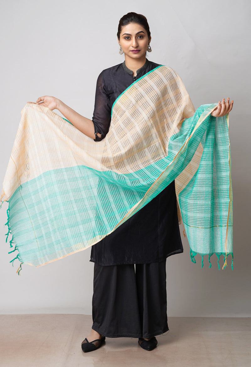 Green Pure Plain Mangalgiri Cotton Dupatta–UDS4874