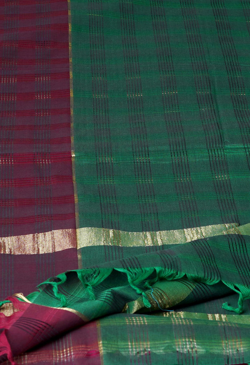 Green Pure Plain Mangalgiri Cotton Dupatta–UDS4876