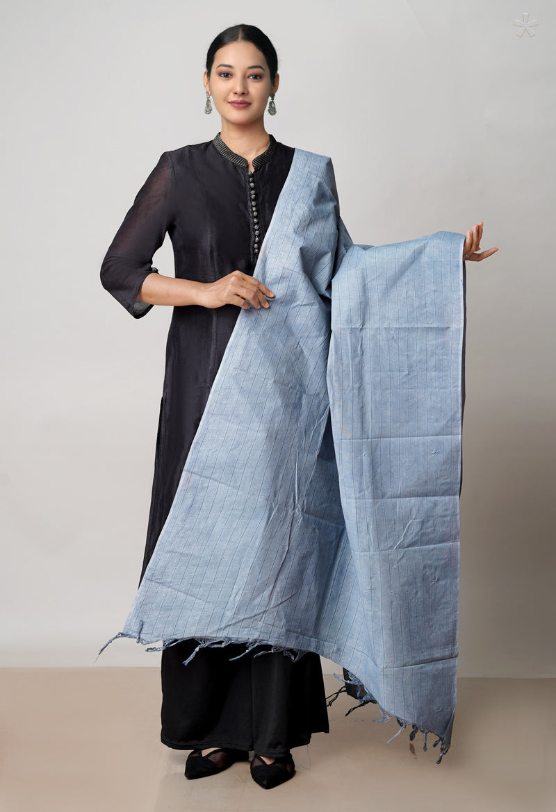 Grey Pure Plain Mangalgiri Cotton Dupatta–UDS4877