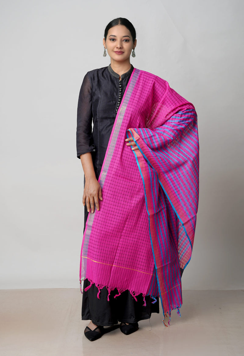 Pink Pure Plain Mangalgiri Cotton Dupatta–UDS4878