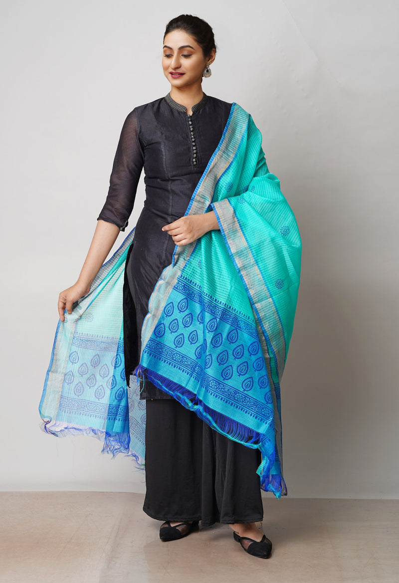 Green Pure Plain Mangalgiri Cotton Dupatta–UDS4884