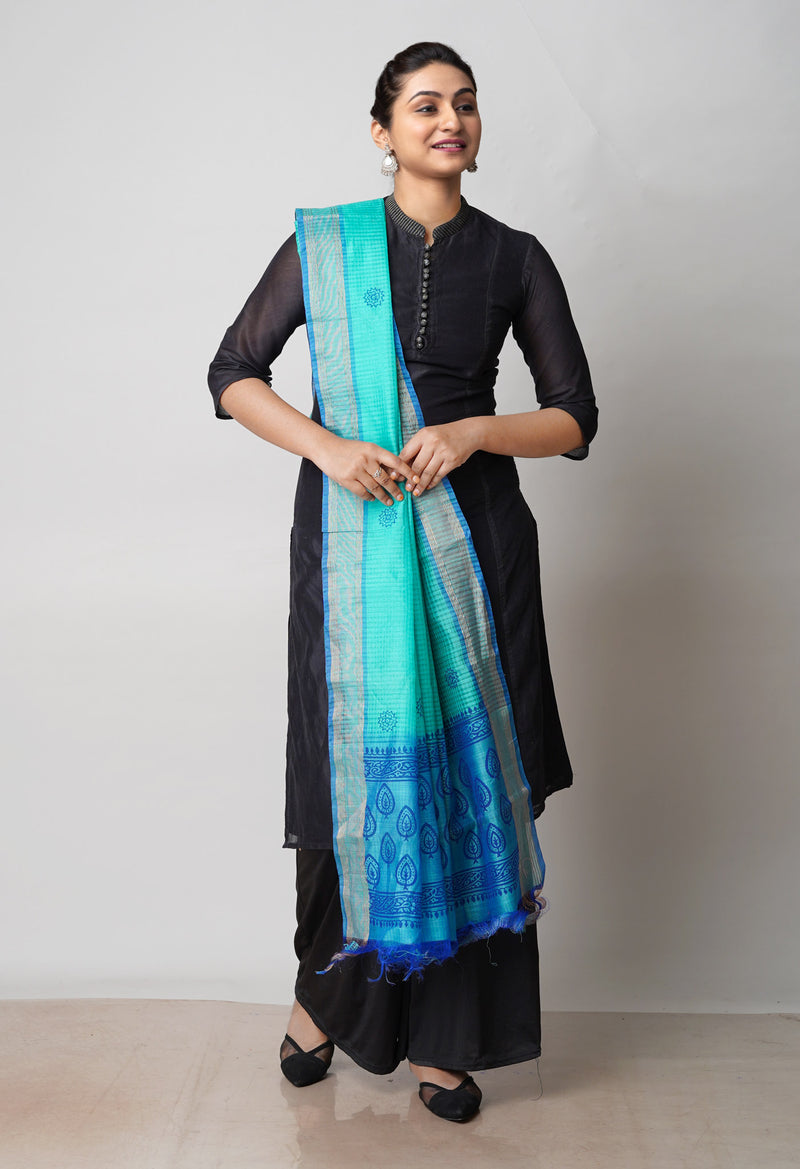Green Pure Plain Mangalgiri Cotton Dupatta–UDS4884