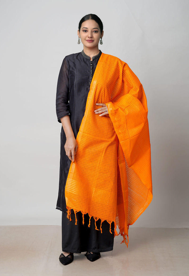 Orange Pure Plain Mangalgiri Cotton Dupatta–UDS4887