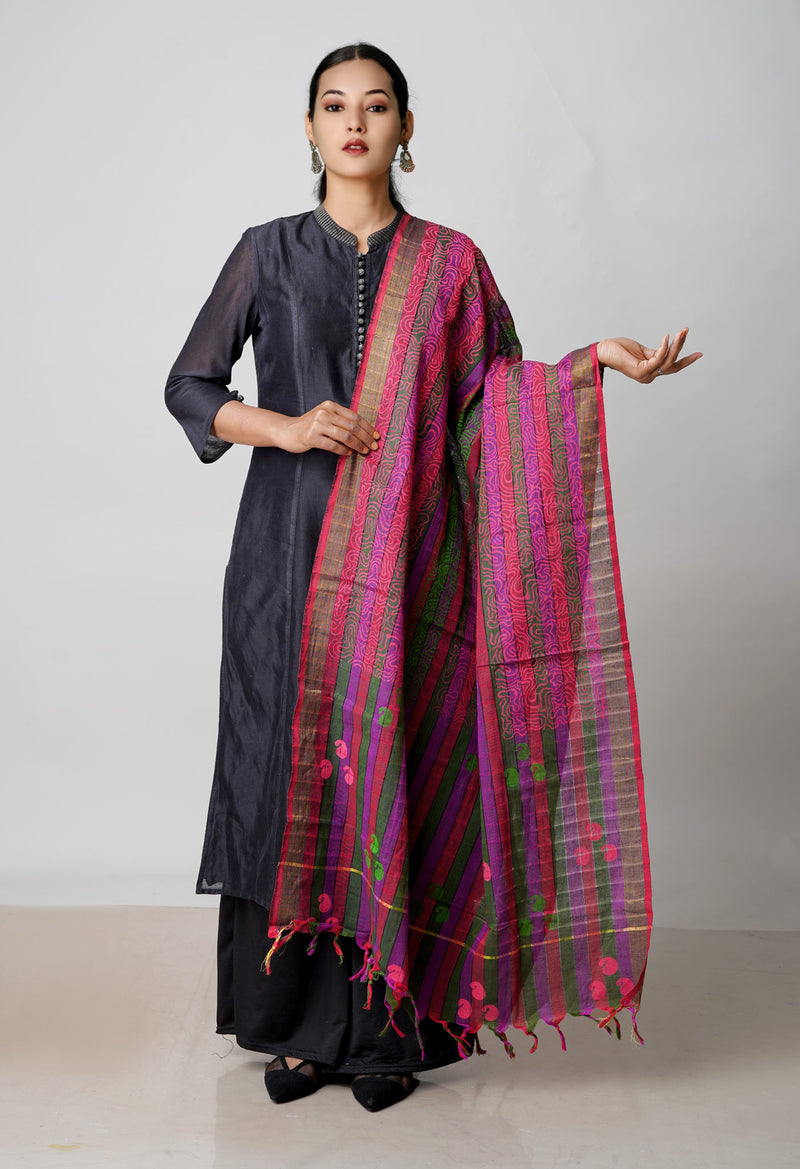 Multi Pure Plain Mangalgiri Cotton Dupatta–UDS4894