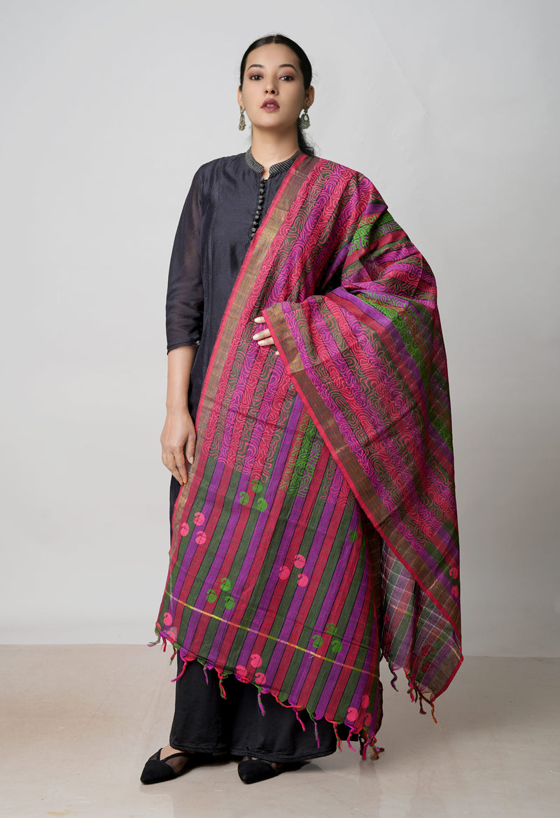Multi Pure Plain Mangalgiri Cotton Dupatta–UDS4894