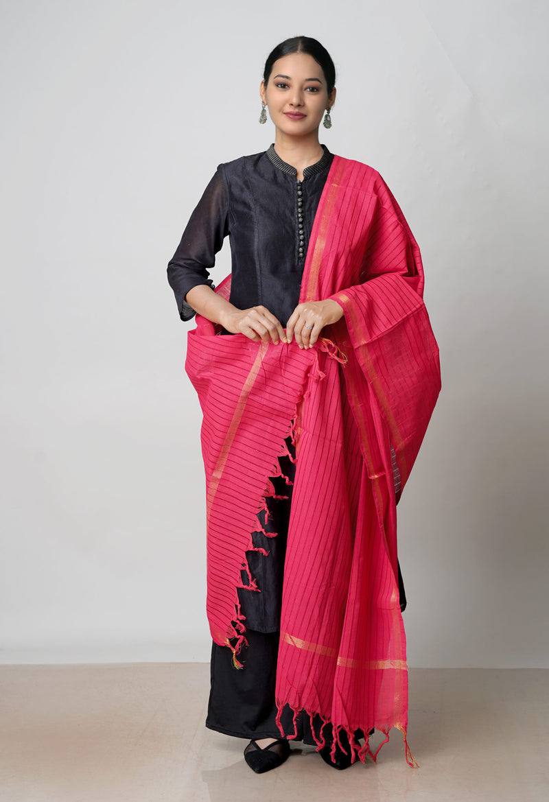 Red Pure Plain Mangalgiri Cotton Dupatta–UDS4900